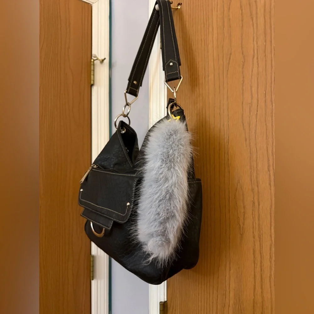 Rosetti Vintage Black Faux Leather Hobo Bag